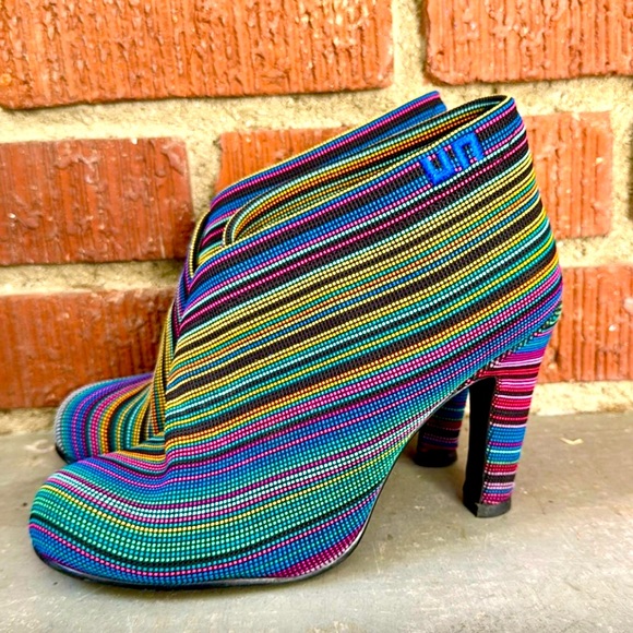 United Nude Shoes - United Nude Colorful Striped Fold Ankle Booties